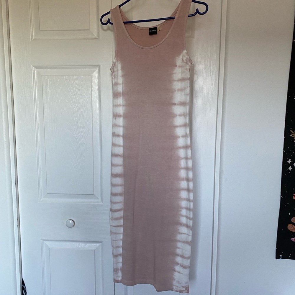 Tie-Dye Midi Tank Dress - Dusty Pink